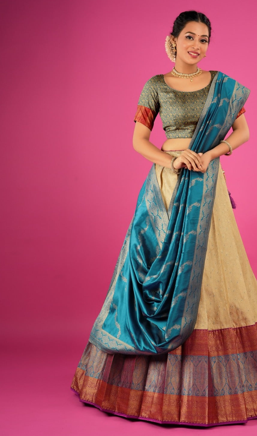 New Semi Stitiched Banarasi Lehenga Choli