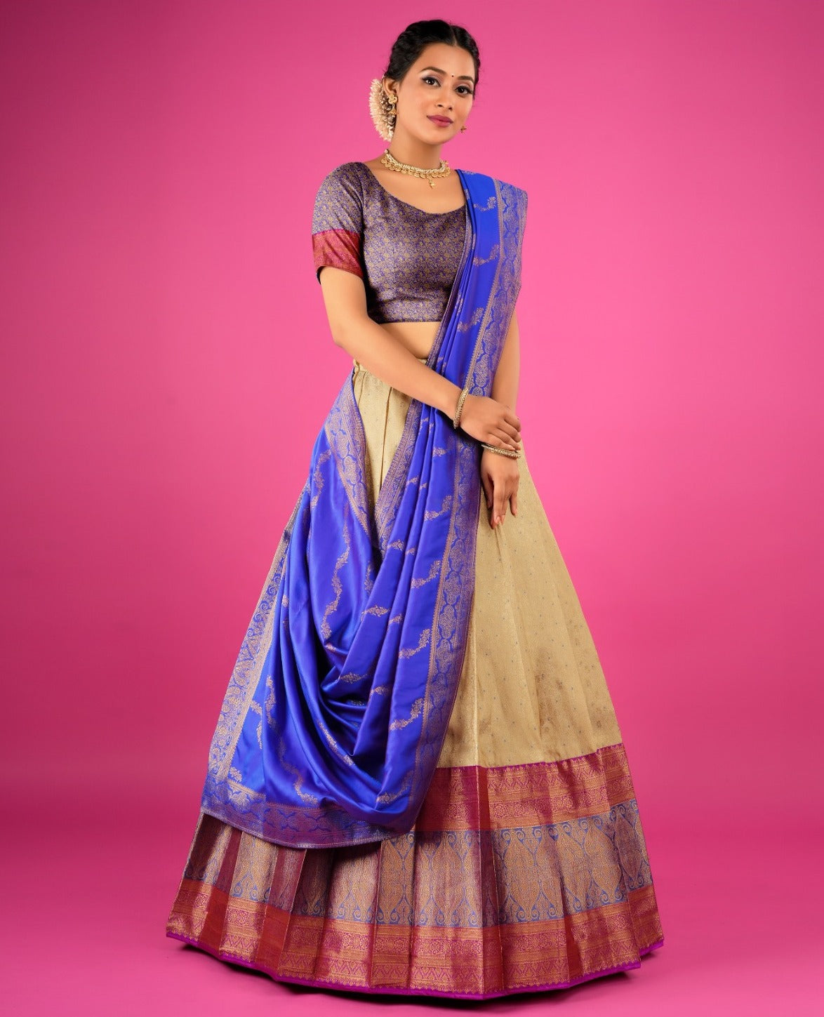 New Semi Stitiched Banarasi Lehenga Choli