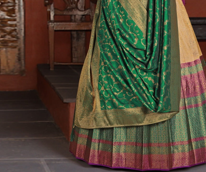 New Semi Stitiched Banarasi Lehenga Choli