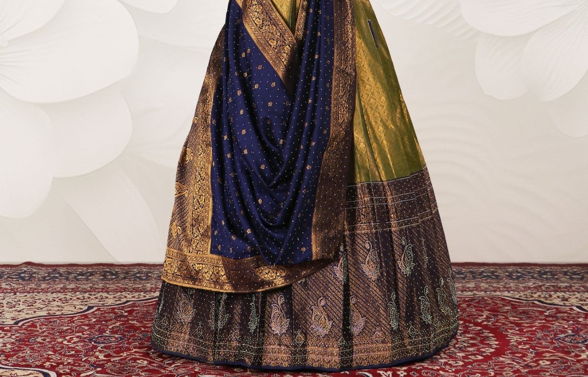 New Semi Stitiched Banarasi Lehenga Choli