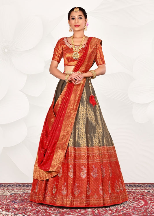 New Semi Stitiched Banarasi Lehenga Choli