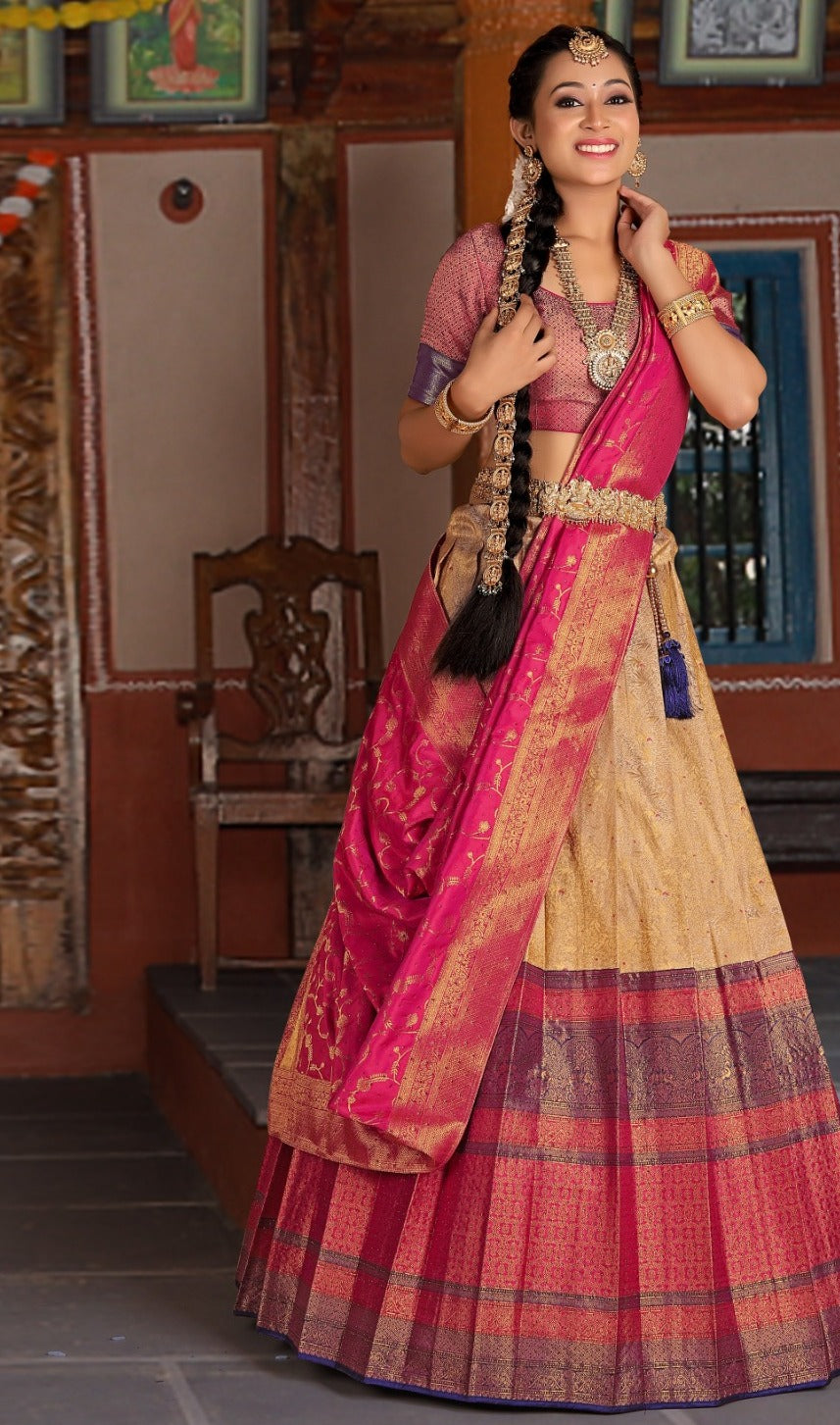 New Semi Stitiched Banarasi Lehenga Choli