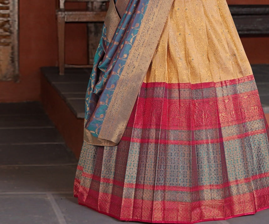 New Semi Stitiched Banarasi Lehenga Choli