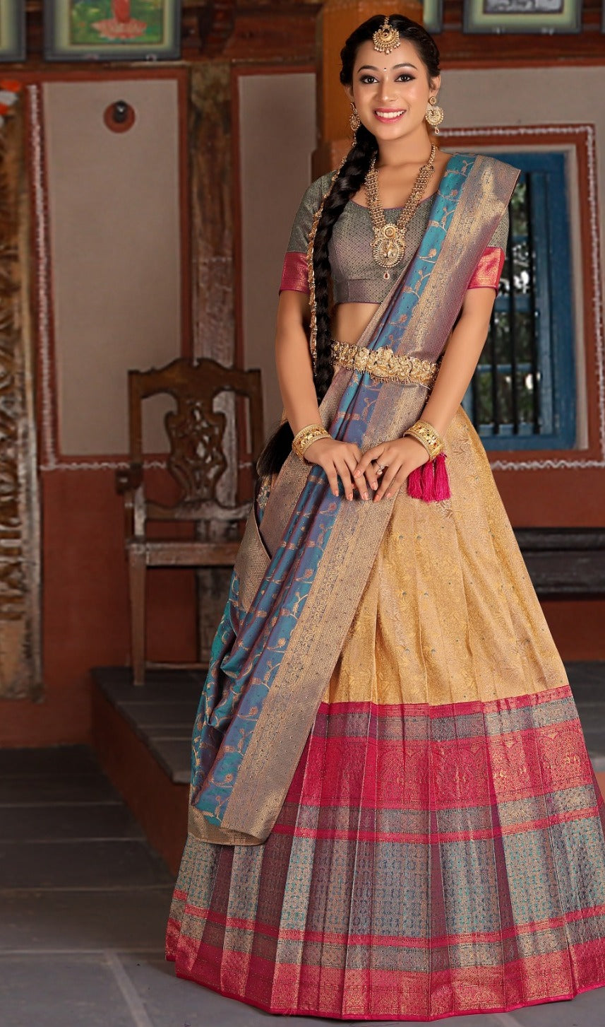 New Semi Stitiched Banarasi Lehenga Choli