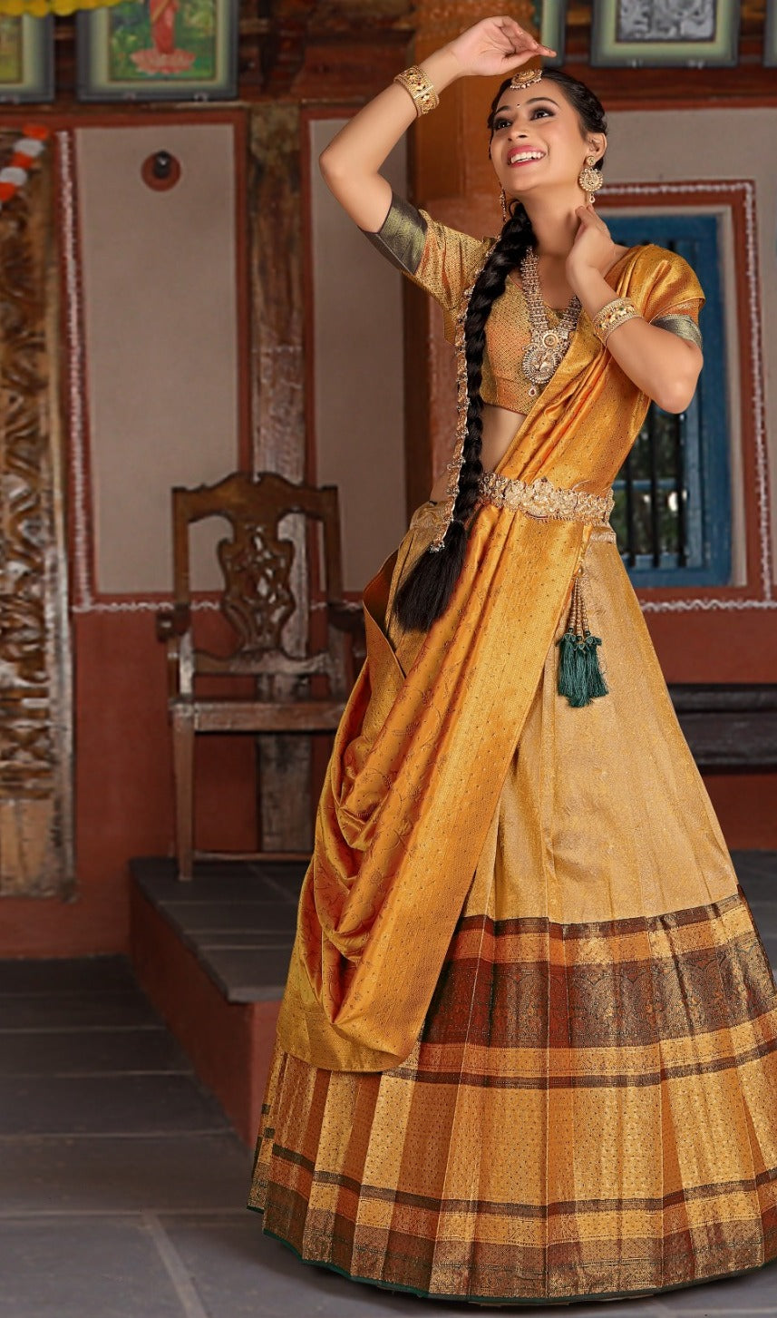 New Semi Stitiched Banarasi Lehenga Choli