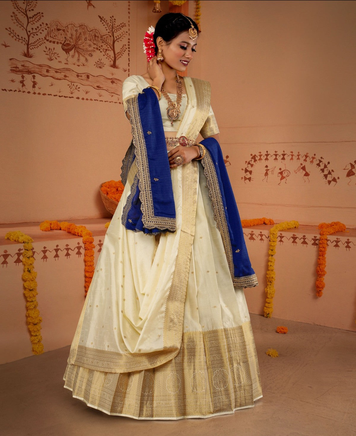 New Semi Stitiched Banarasi Lehenga Choli