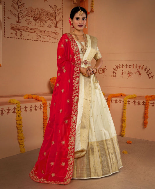 New Semi Stitiched Banarasi Lehenga Choli