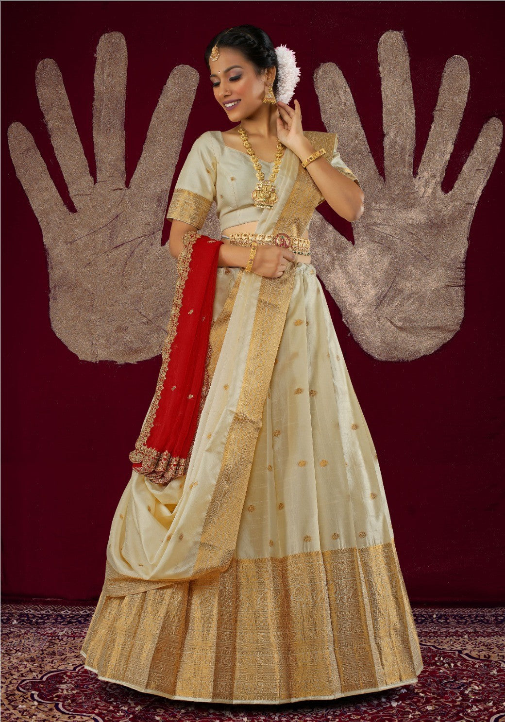 New Semi Stitiched Banarasi Lehenga Choli