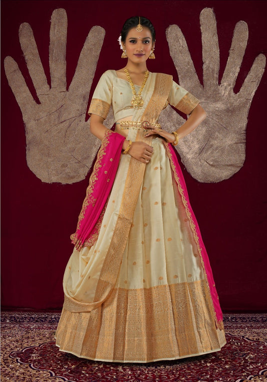 New Semi Stitiched Banarasi Lehenga Choli