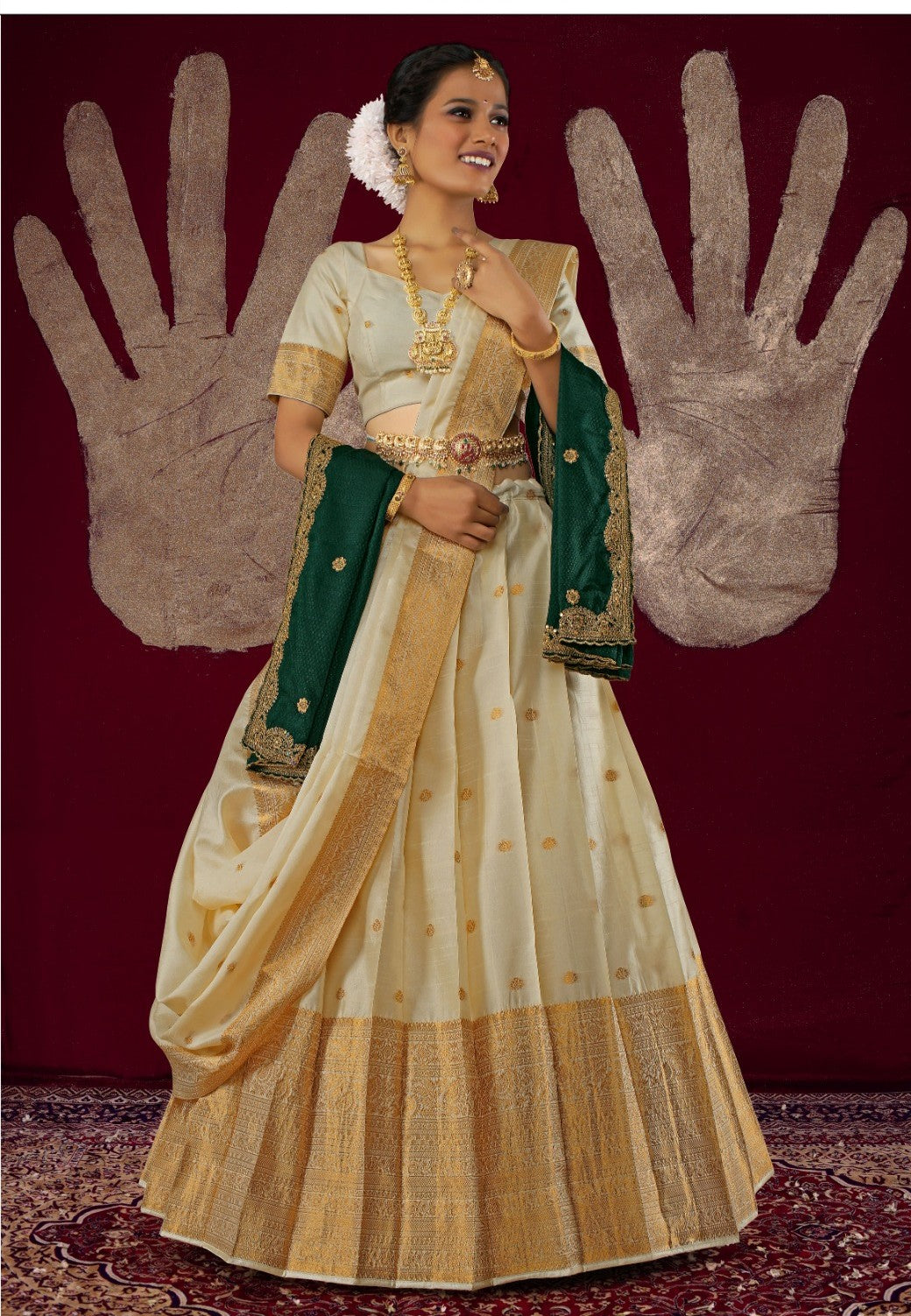 New Semi Stitiched Banarasi Lehenga Choli