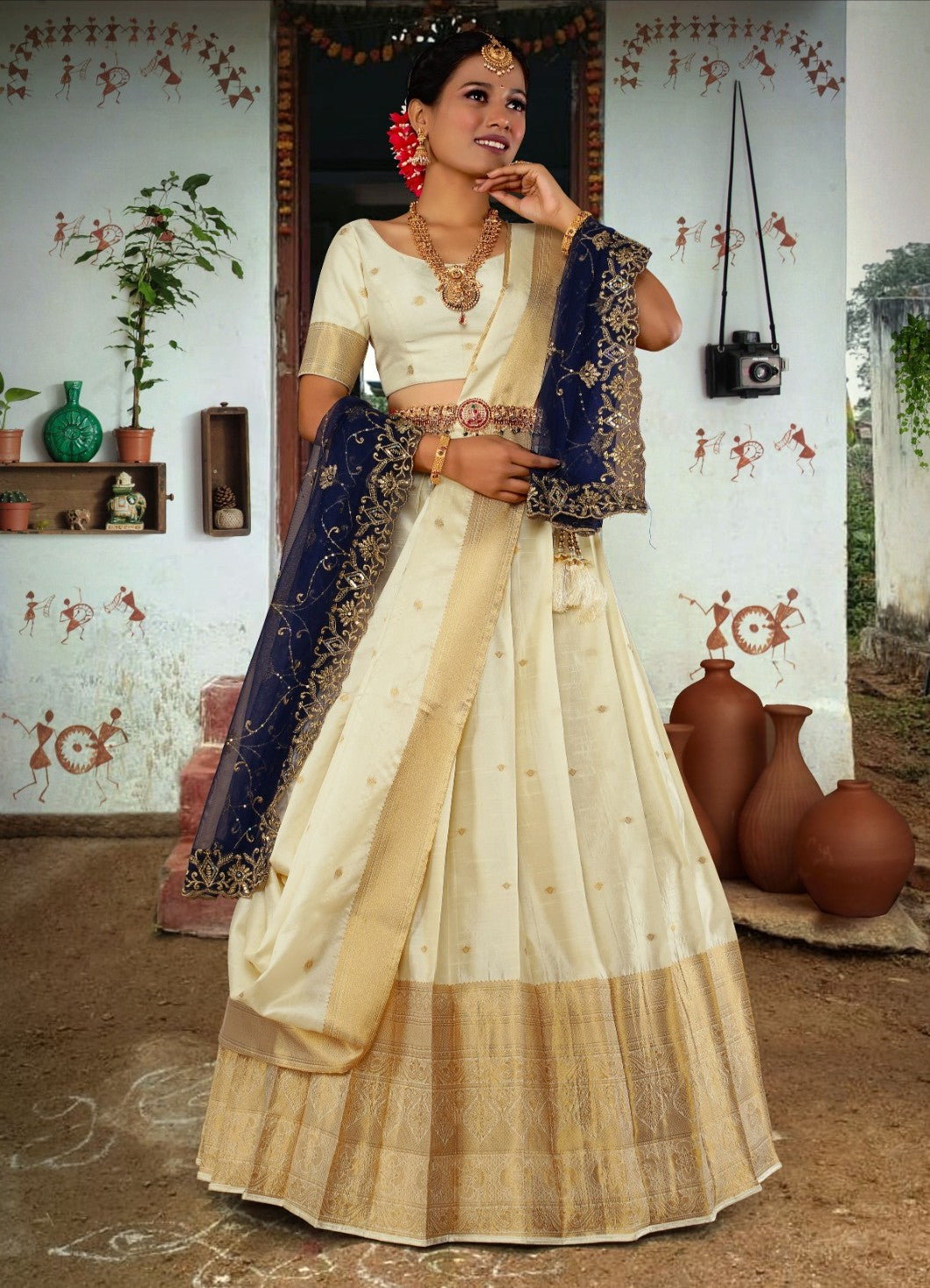 New Semi Stitiched Banarasi Lehenga Choli