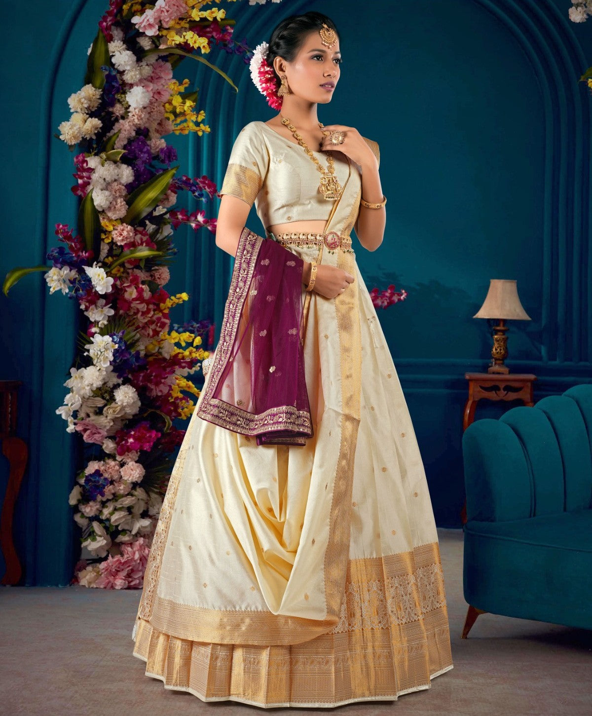 New Semi Stitiched Banarasi Lehenga Choli