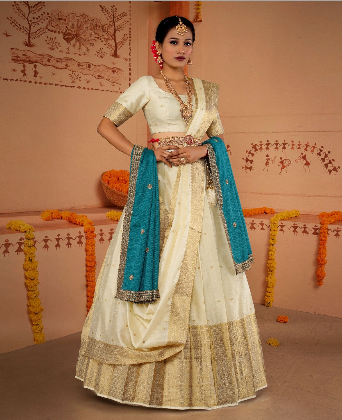 New Semi Stitiched Banarasi Lehenga Choli