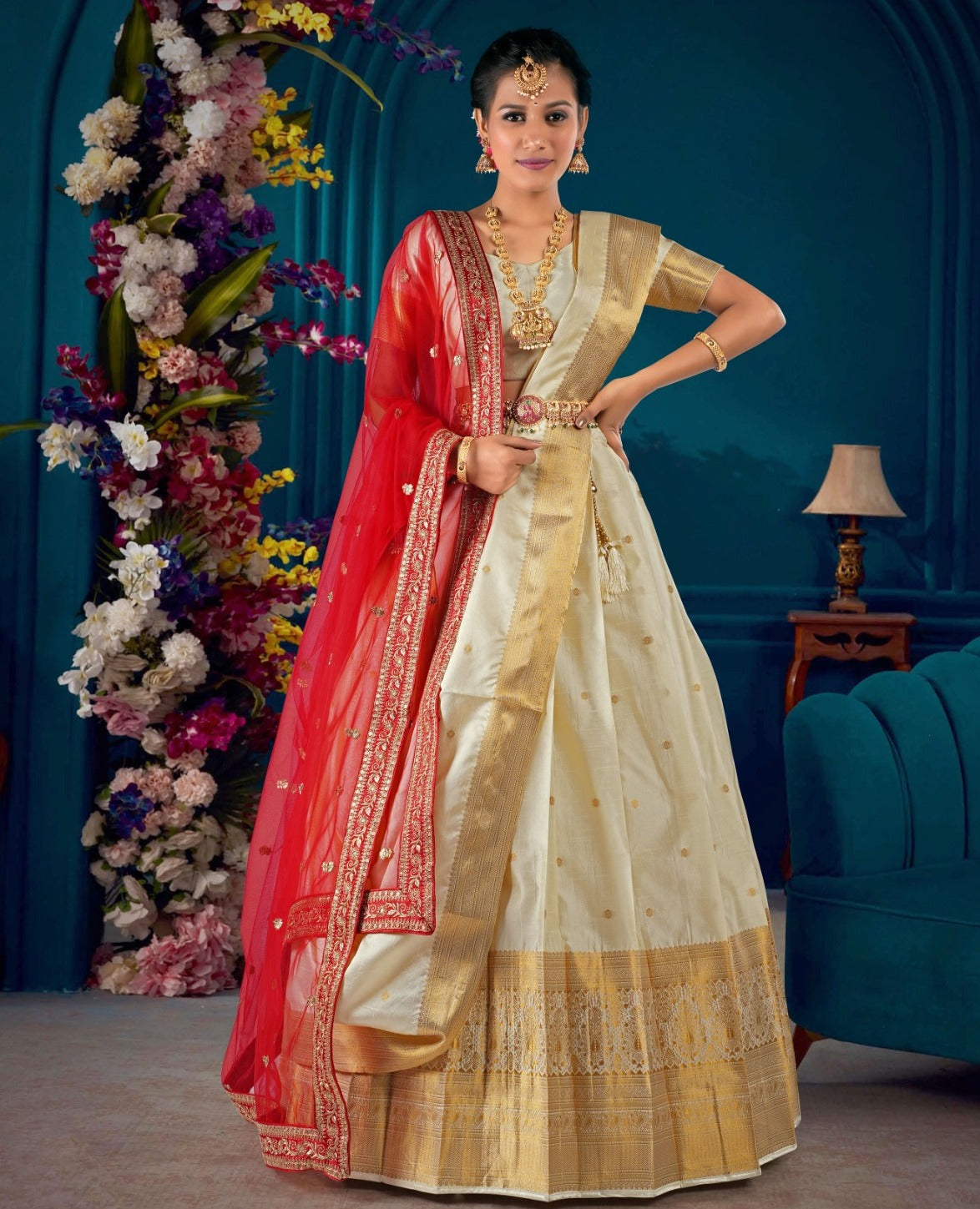 New Semi Stitiched Banarasi Lehenga Choli