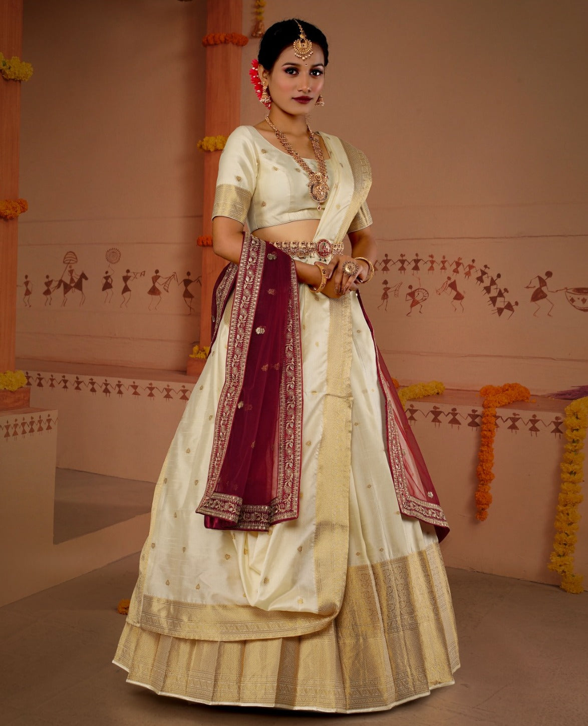 New Semi Stitiched Banarasi Lehenga Choli