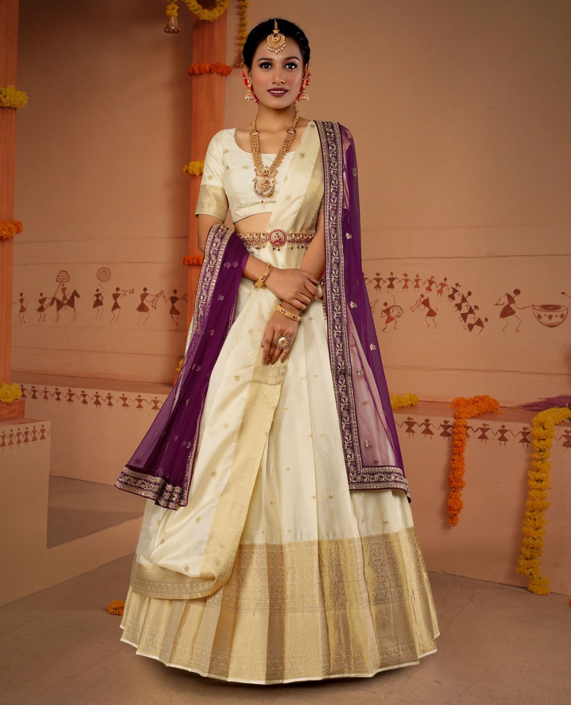 New Semi Stitiched Banarasi Lehenga Choli