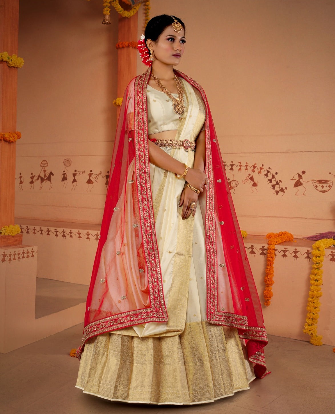 New Semi Stitiched Banarasi Lehenga Choli