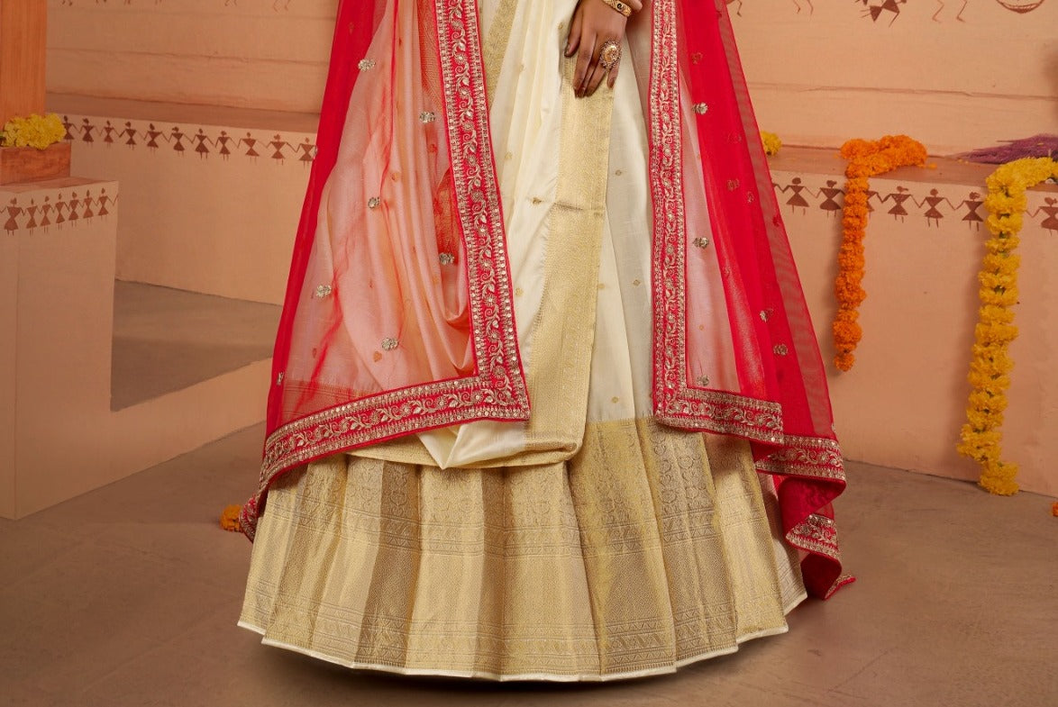 New Semi Stitiched Banarasi Lehenga Choli