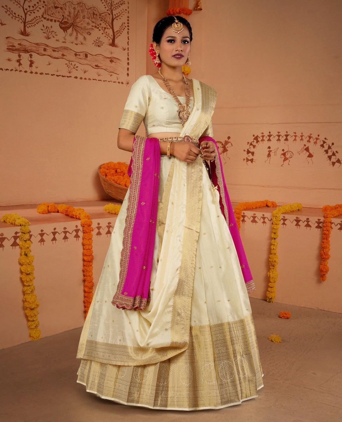 New Semi Stitiched Banarasi Lehenga Choli