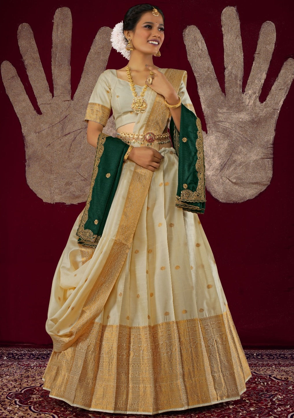 New Semi Stitiched Banarasi Lehenga Choli