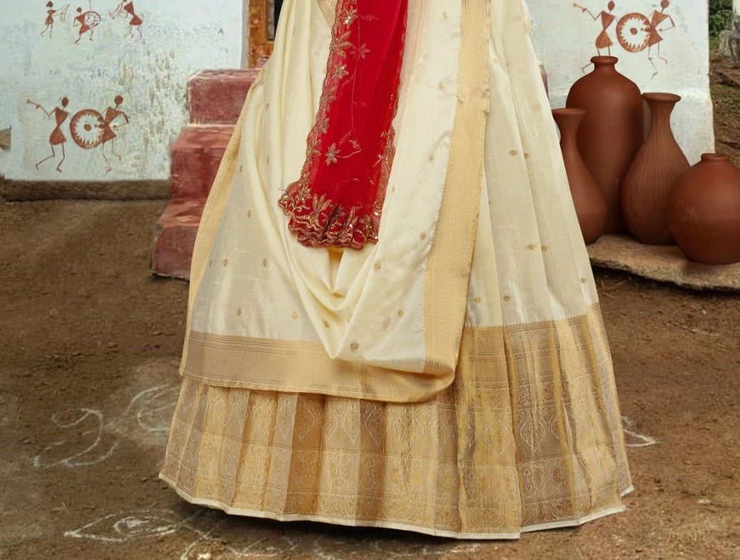 New Semi Stitiched Banarasi Lehenga Choli