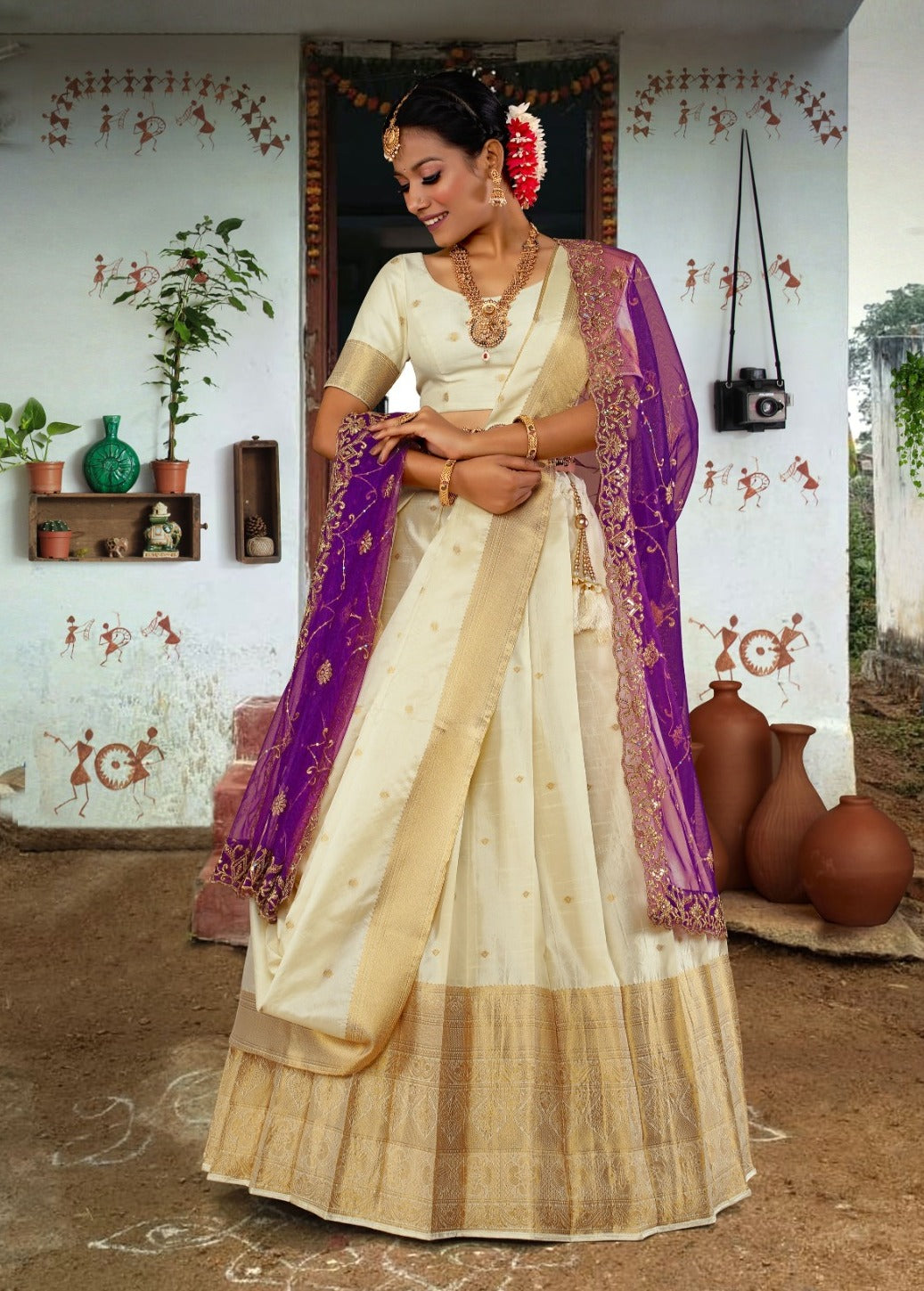 New Semi Stitiched Banarasi Lehenga Choli