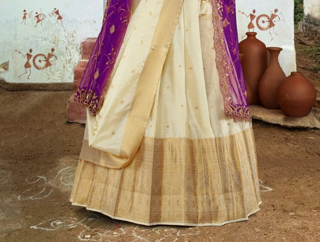 New Semi Stitiched Banarasi Lehenga Choli