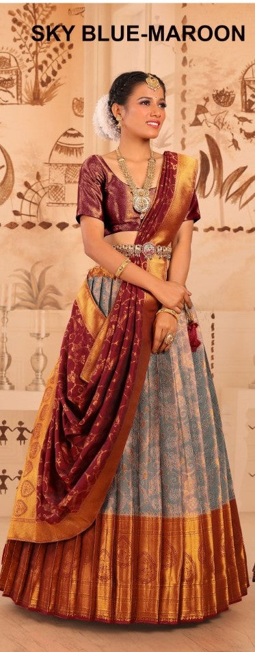 New Semi Stitiched Banarasi Lehenga Choli