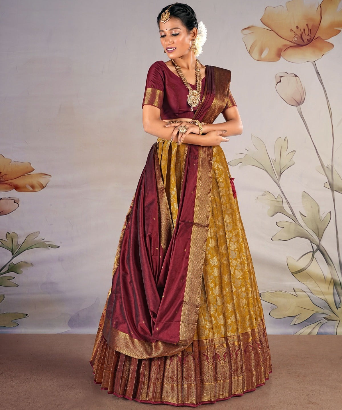 New Semi Stitiched Banarasi Lehenga Choli