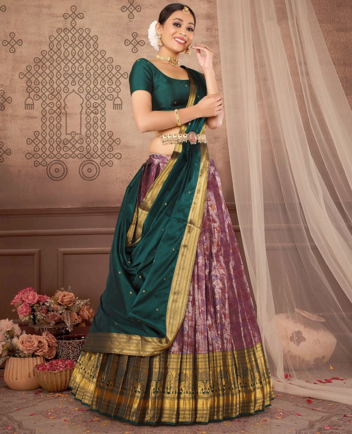 New Semi Stitiched Banarasi Lehenga Choli