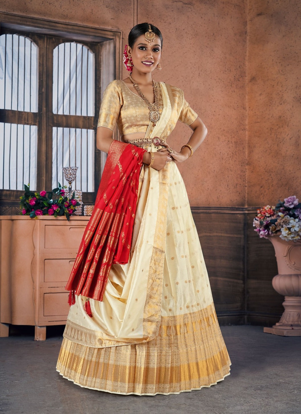 New Semi Stitiched Banarasi Lehenga Choli