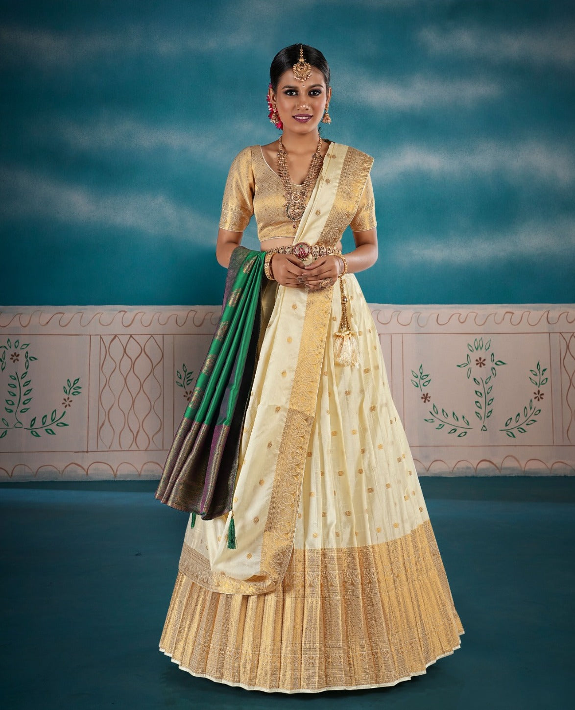 New Semi Stitiched Banarasi Lehenga Choli