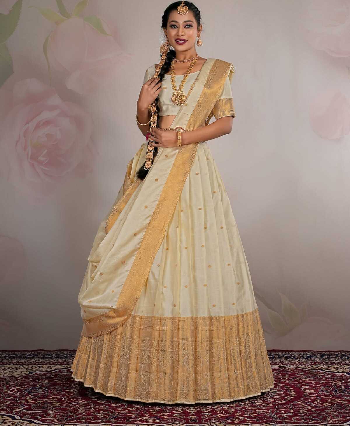 Semi Stitiched Banarasi Lehenga Choli