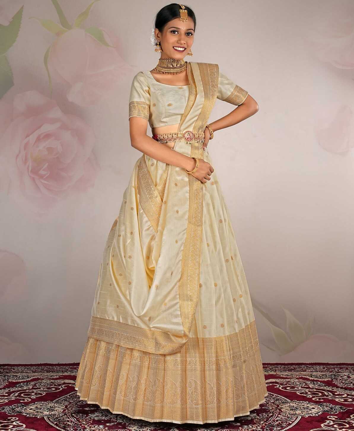 Semi Stitiched Banarasi Lehenga Choli