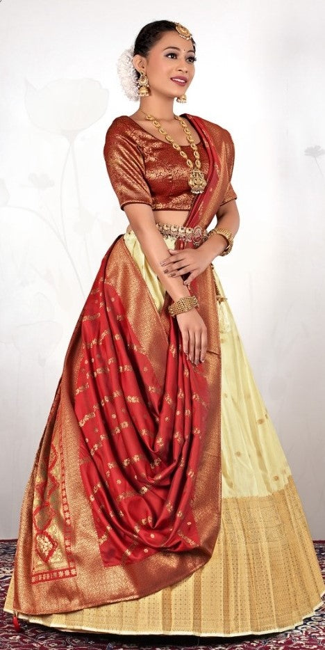 New Semi Stitiched Banarasi Lehenga Choli