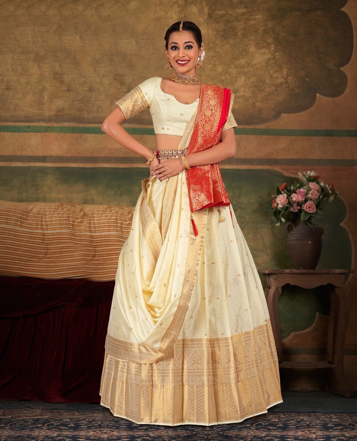 New Semi Stitiched Banarasi Lehenga Choli