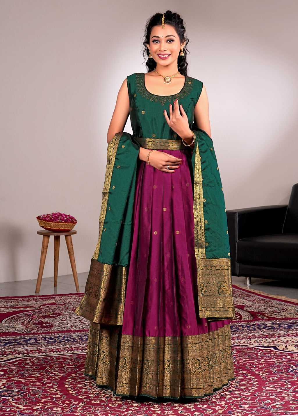 New Semi Stitiched Banarasi Lehenga Choli