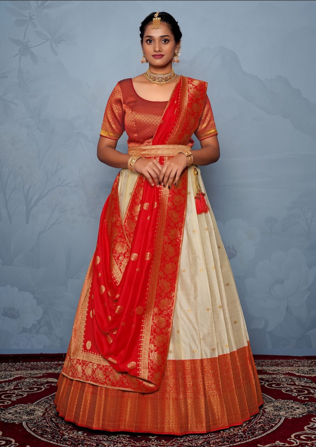 New Semi Stitiched Banarasi Lehenga Choli