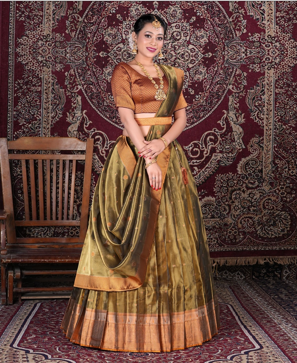 Latest Semi Stitched Tissue Lehenga Choli