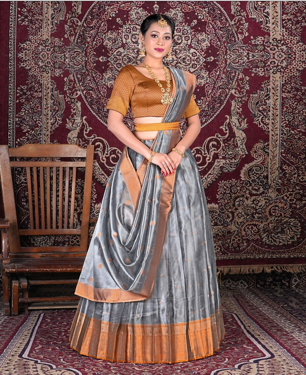 Latest Semi Stitched Tissue Lehenga Choli