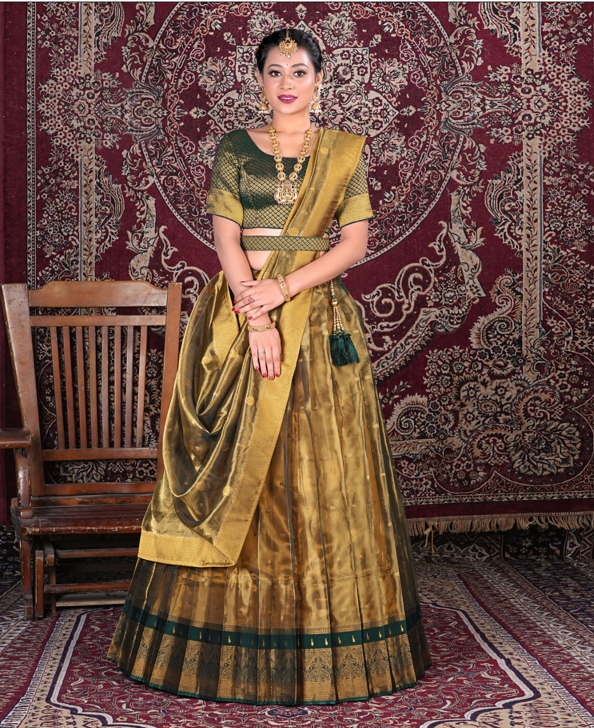 Latest Semi Stitched Tissue Lehenga Choli