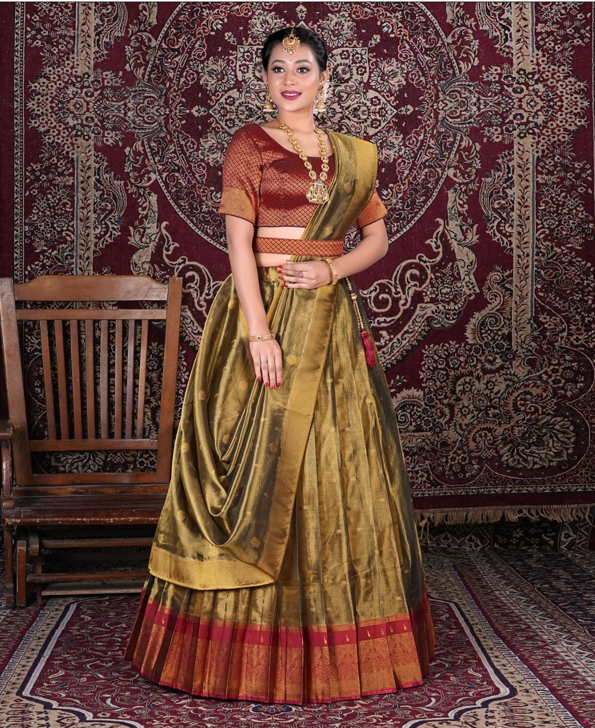 Latest Semi Stitched Tissue Lehenga Choli