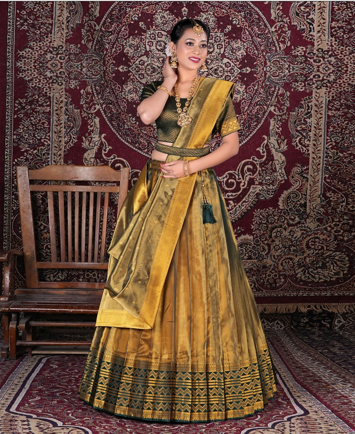 Latest Semi Stitched Tissue Lehenga Choli