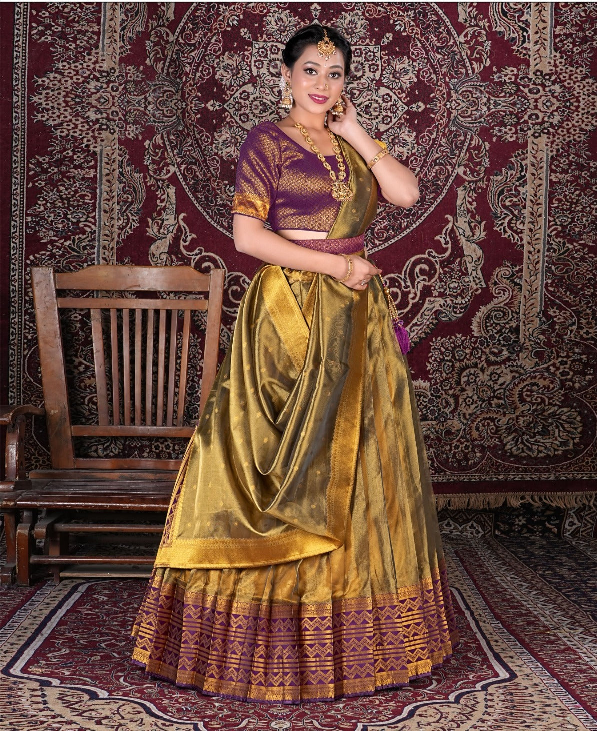 Latest Semi Stitched Tissue Lehenga Choli