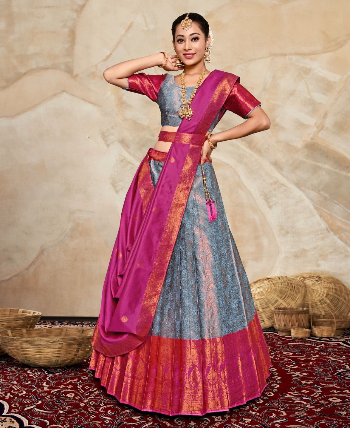 New Semi Stitiched Banarasi Lehenga Choli