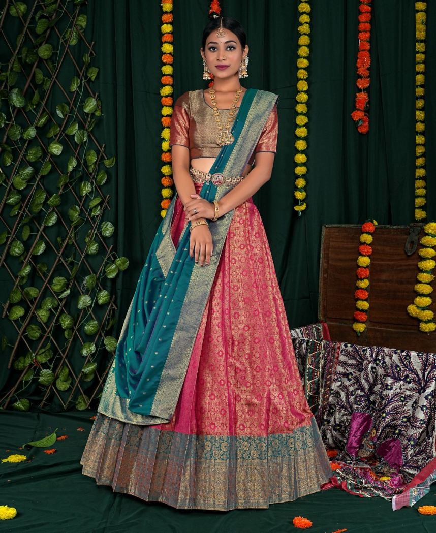 New Semi Stitiched Banarasi Lehenga Choli