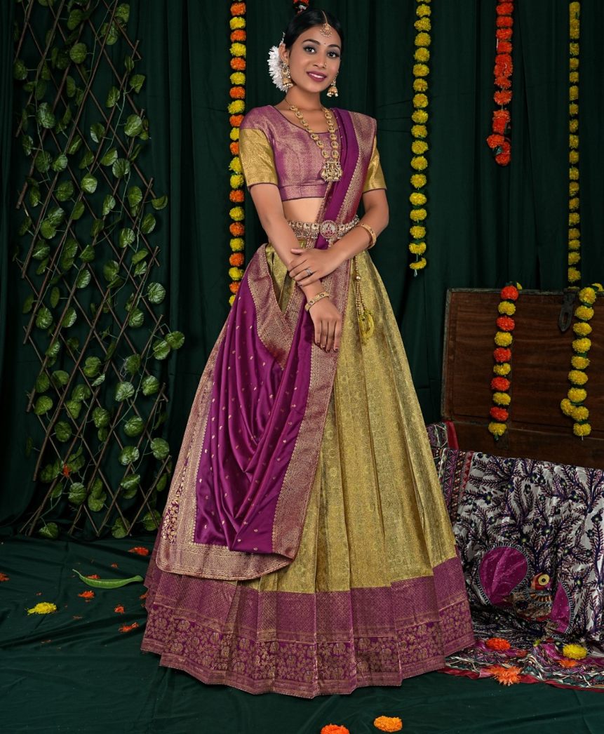 New Semi Stitiched Banarasi Lehenga Choli