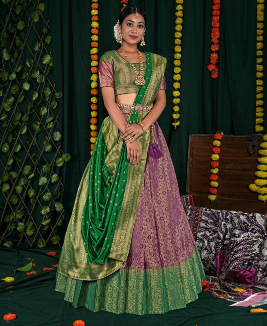 New Semi Stitiched Banarasi Lehenga Choli