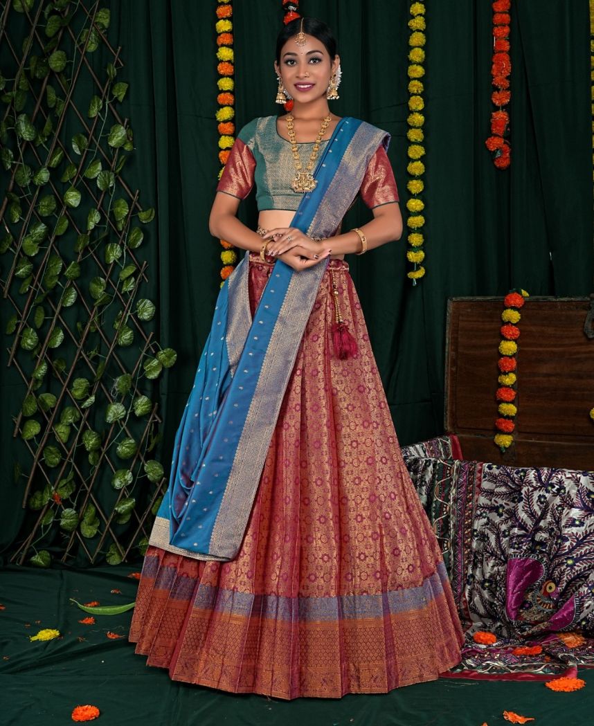 New Semi Stitiched Banarasi Lehenga Choli