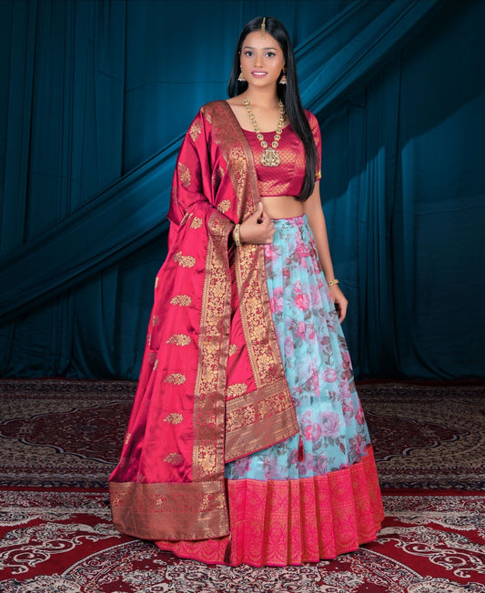 New Semi Stitiched Banarasi Lehenga Choli